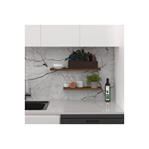 Modern Organizer Düzenleyici Dekoratif 2'li Kitaplık Banyo Mutfak Duvar Rafı Ceviz