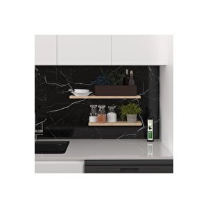 Modern Organizer Düzenleyici Dekoratif 2'li Kitaplık Banyo Mutfak Duvar Rafı Meşe