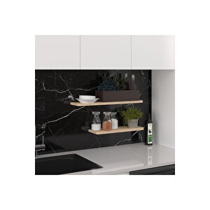 Modern Organizer Düzenleyici Dekoratif 2'li Kitaplık Banyo Mutfak Duvar Rafı Meşe