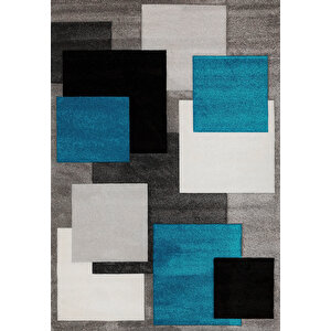Makinede Yıkanabilir Leke Tutmaz  mavi Deko Deri Kaymaz Taban Simetrik Salon Saçaksız Halı A235 200x300 cm