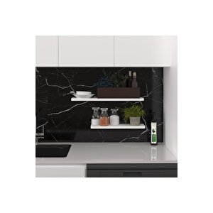 Modern Organizer Düzenleyici Dekoratif 2'li Kitaplık Banyo Mutfak Duvar Rafı Beyaz