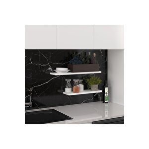 Modern Organizer Düzenleyici Dekoratif 2'li Kitaplık Banyo Mutfak Duvar Rafı Beyaz
