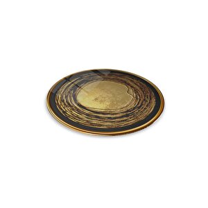Gold Desen Yuvarlak Cam Tablo | Hediyelik, Dekoratif, Ofis, Mutfak