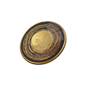 Gold Desen Yuvarlak Cam Tablo | Hediyelik, Dekoratif, Ofis, Mutfak 50x50 cm