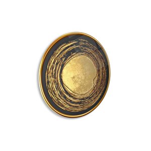 Gold Desen Yuvarlak Cam Tablo | Hediyelik, Dekoratif, Ofis, Mutfak 50x50 cm