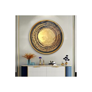 Gold Desen Yuvarlak Cam Tablo | Hediyelik, Dekoratif, Ofis, Mutfak