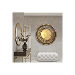 Gold Desen Yuvarlak Cam Tablo | Hediyelik, Dekoratif, Ofis, Mutfak