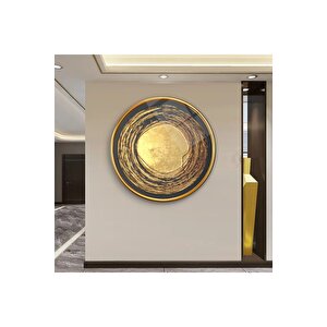 Gold Desen Yuvarlak Cam Tablo | Hediyelik, Dekoratif, Ofis, Mutfak