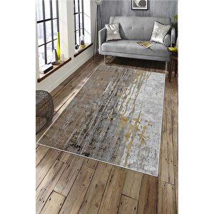 Makinede Yıkanabilir Leke Tutmaz  vizon Deko Deri Kaymaz Taban Modern Salon Saçaksız Halı A156 80x200 cm
