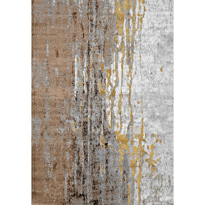 Makinede Yıkanabilir Leke Tutmaz  vizon Deko Deri Kaymaz Taban Modern Salon Saçaksız Halı A156 80x200 cm