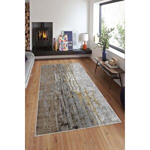 Makinede Yıkanabilir Leke Tutmaz  vizon Deko Deri Kaymaz Taban Modern Salon Saçaksız Halı A156 80x200 cm