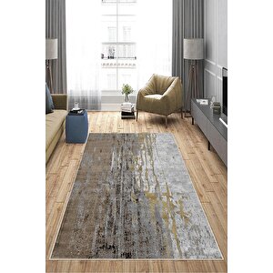 Makinede Yıkanabilir Leke Tutmaz  vizon Deko Deri Kaymaz Taban Modern Salon Saçaksız Halı A156