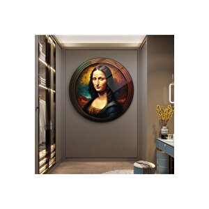 Mona Lisa Yuvarlak Cam Tablo | Hediyelik, Dekoratif, Ofis, Mutfak