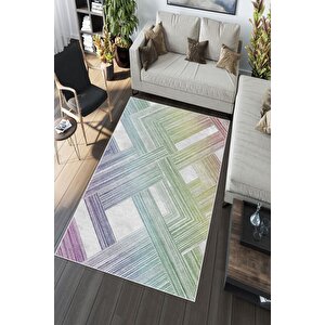 Makinede Yıkanabilir Leke Tutmaz  multi Deko Deri Kaymaz Taban Modern Salon Saçaksız Halı A140