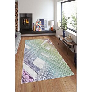 Makinede Yıkanabilir Leke Tutmaz  multi Deko Deri Kaymaz Taban Modern Salon Saçaksız Halı A140 180x280 cm