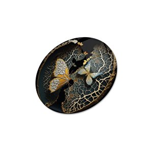 Kelebek Yuvarlak Cam Tablo | Hediyelik, Dekoratif, Ofis, Mutfak 30x30 cm