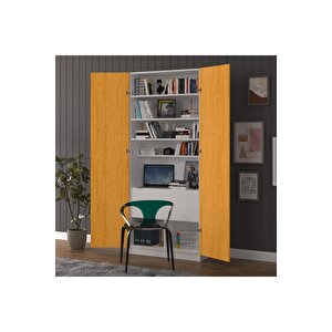 Sonamo Modern Dolaplı Çalışma Masası Kitaplıklı Raflı Bilgisayar Ofis Ders Çalışma Yemek Masası Afrika Ceviz