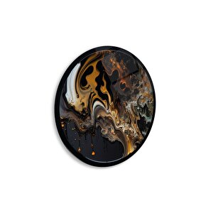 Soyut Yuvarlak Cam Tablo | Hediyelik, Dekoratif, Ofis, Mutfak 30x30 cm