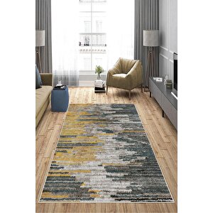Makinede Yıkanabilir Leke Tutmaz  yeşil Deko Deri Kaymaz Taban Modern Salon Saçaksız Halı A162