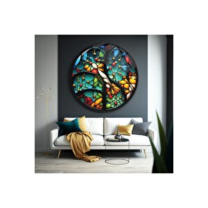 Vitray Yuvarlak Cam Tablo | Hediyelik, Dekoratif, Ofis, Mutfak