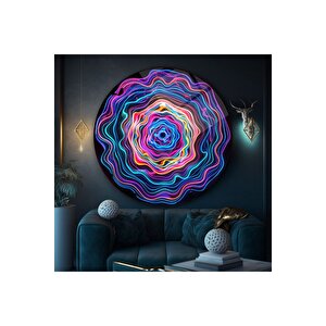 Soyut Neon Yuvarlak Cam Tablo | Hediyelik, Dekoratif, Ofis, Mutfak
