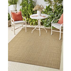 Sisaluna 4443 Bej Jüt Tabanlı Modern Dokuma Kilim Sisal Hasır Halı