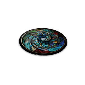 Soyut Vitray Yuvarlak Cam Tablo | Hediyelik, Dekoratif, Ofis, Mutfak
