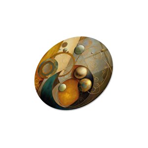 Soyut Yuvarlak Cam Tablo | Hediyelik, Dekoratif, Ofis, Mutfak 30x30 cm