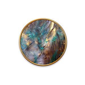 Soyut Desen Yuvarlak Cam Tablo | Hediyelik, Dekoratif, Ofis, Mutfak 30x30 cm