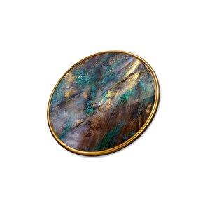 Soyut Desen Yuvarlak Cam Tablo | Hediyelik, Dekoratif, Ofis, Mutfak 30x30 cm
