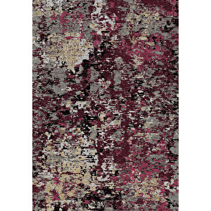 Makinede Yıkanabilir Leke Tutmaz  mürdüm Deko Deri Kaymaz Simetrik Salon Saçaksız Halı A247 160x230 cm