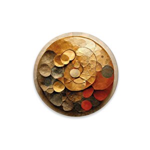 Soyut Yuvarlak Cam Tablo | Hediyelik, Dekoratif, Ofis, Mutfak 30x30 cm
