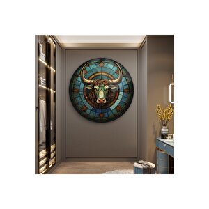 Boğa Yuvarlak Cam Tablo | Hediyelik, Dekoratif, Ofis, Mutfak 50x50 cm