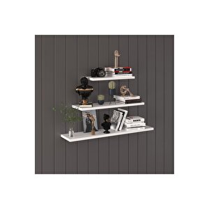 Modern Organizer Düzenleyici Dekoratif Kitaplık Banyo Mutfak 3'lü Duvarrafı Beyaz