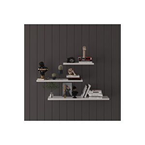 Modern Organizer Düzenleyici Dekoratif Kitaplık Banyo Mutfak 3'lü Duvarrafı Beyaz