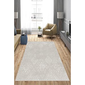 Makinede Yıkanabilir Leke Tutmaz  bej Deko Deri Kaymaz Taban Modern Salon Saçaksız Halı A192