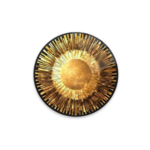 Gold Soyut Yuvarlak Cam Tablo | Hediyelik, Dekoratif, Ofis, Mutfak 30x30 cm