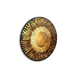 Gold Soyut Yuvarlak Cam Tablo | Hediyelik, Dekoratif, Ofis, Mutfak 30x30 cm