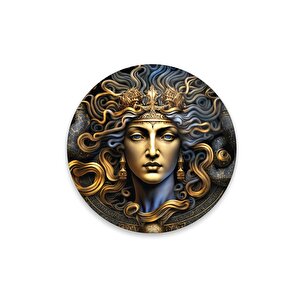 Medusa Yuvarlak Cam Tablo | Hediyelik, Dekoratif, Ofis, Mutfak 50x50 cm