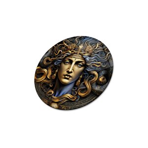 Medusa Yuvarlak Cam Tablo | Hediyelik, Dekoratif, Ofis, Mutfak 50x50 cm