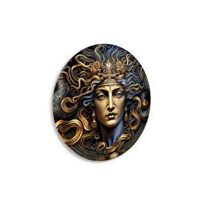 Medusa Yuvarlak Cam Tablo | Hediyelik, Dekoratif, Ofis, Mutfak 50x50 cm