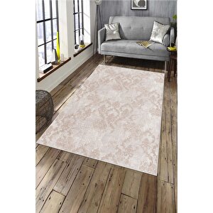 Makinede Yıkanabilir Leke Tutmaz  pudra Deko Deri Kaymaz Taban Modern Salon Saçaksız Halı A160 160x230 cm