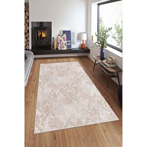 Makinede Yıkanabilir Leke Tutmaz  pudra Deko Deri Kaymaz Taban Modern Salon Saçaksız Halı A160 160x230 cm