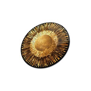 Gold Soyut Yuvarlak Cam Tablo | Hediyelik, Dekoratif, Ofis, Mutfak