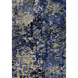 Makinede Yıkanabilir Leke Tutmaz  lacivert Deko Deri Kaymaz Taban Simetrik Salon Saçaksız Halı A248 100x200 cm