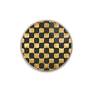 Gold Desen Yuvarlak Cam Tablo | Hediyelik, Dekoratif, Ofis, Mutfak 30x30 cm