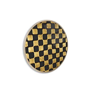 Gold Desen Yuvarlak Cam Tablo | Hediyelik, Dekoratif, Ofis, Mutfak 30x30 cm