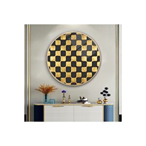 Gold Desen Yuvarlak Cam Tablo | Hediyelik, Dekoratif, Ofis, Mutfak