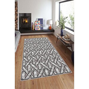 Makinede Yıkanabilir Leke Tutmaz  pudra Deko Deri Kaymaz Taban Tasarım Salon Saçaksız Halı A178 200x300 cm