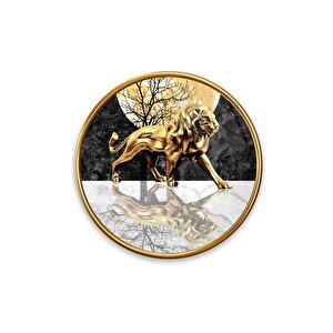 Aslan Yuvarlak Cam Tablo | Hediyelik, Dekoratif, Ofis, Mutfak 30x30 cm